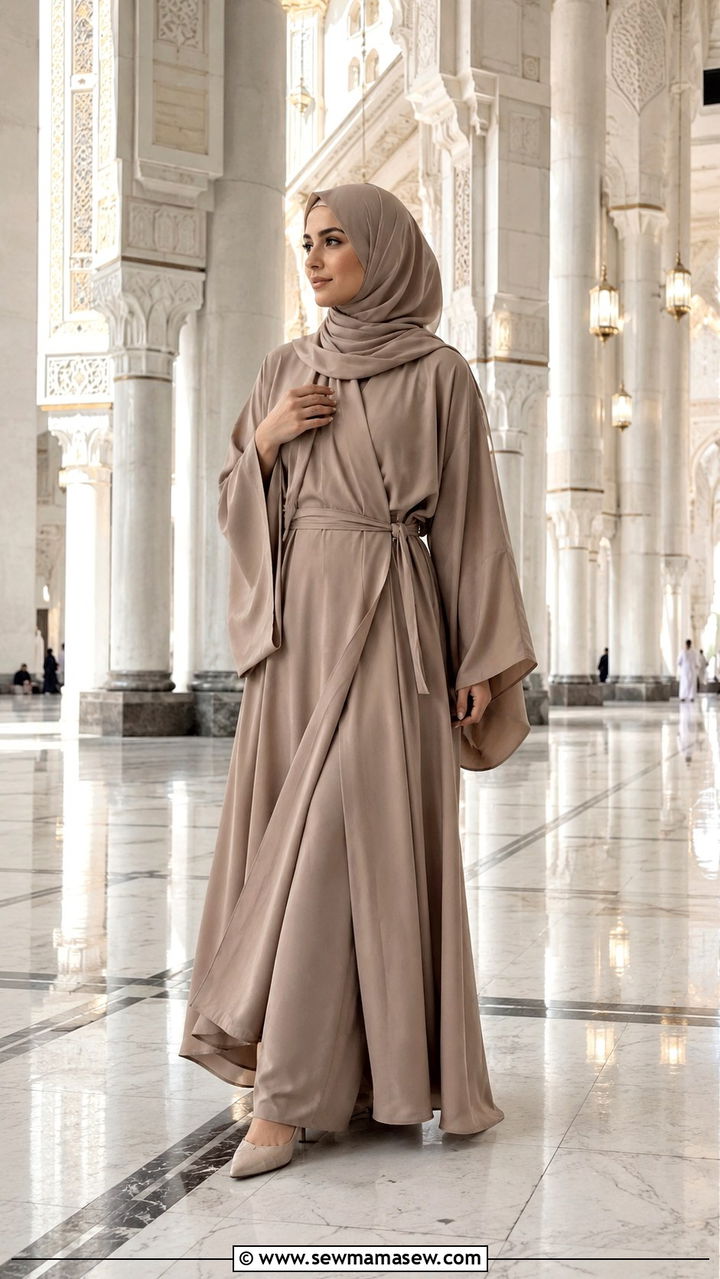 WrapStyle Abaya with Wide Sleeves for Umrah - 30 Modest outfit ideas for Umrah