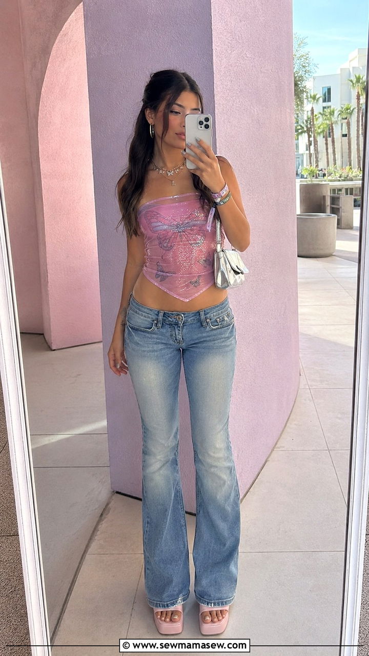 Y2K Butterfly Top Outfit - 25 aesthetic outfits inspo