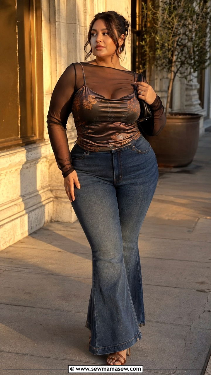 Y2K Plus Size Mesh Top and Camisole Layer Outfit - 25 Y2K outfits plus size