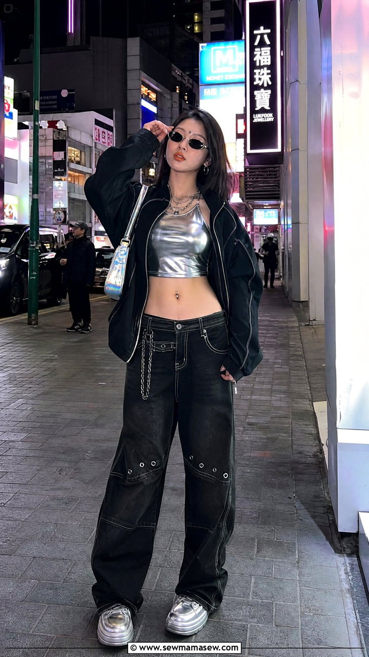 Y2K grunge with metallic accents - 25 grunge outfits 2026