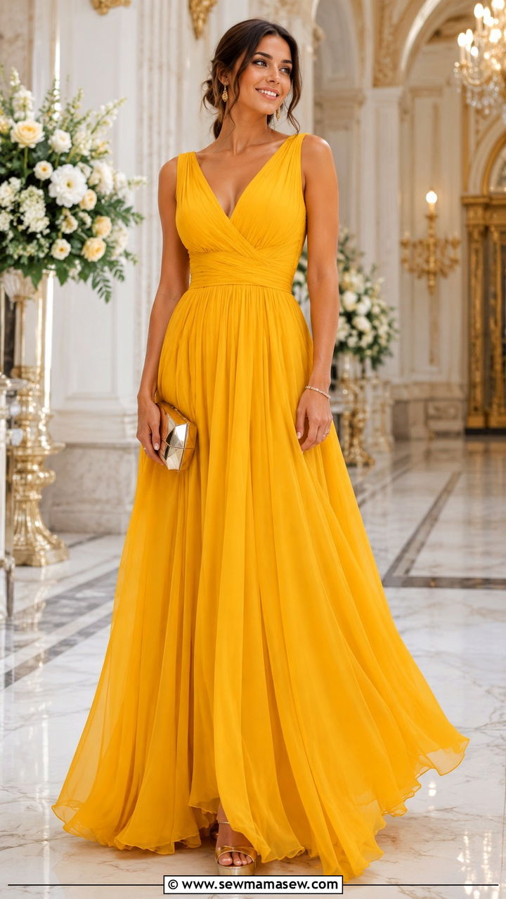 Yellow A Line Gown Wedding Guest - 20 Yellow dress outfit ideas for wedding guest