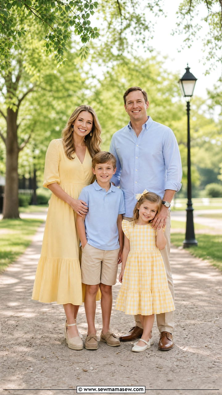 Yellow And Light Blue Family Outfit - 30 Matching spring family outfits