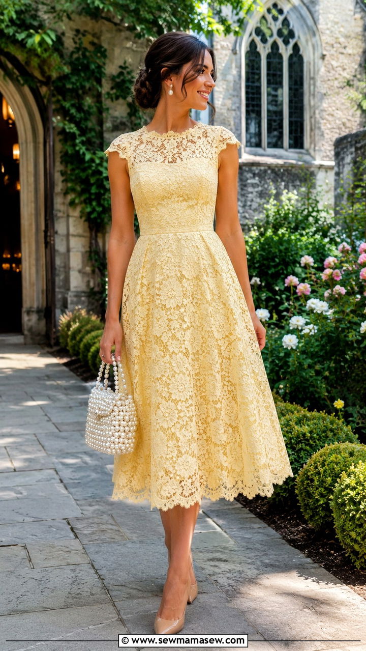 Yellow Lace Midi Dress Wedding Guest - 20 Yellow dress outfit ideas for wedding guest