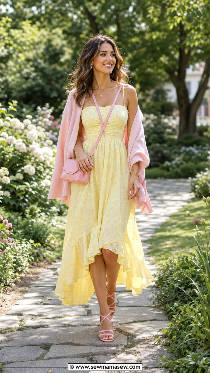 Yellow Sundress with Pink Accessories - 30 Yellow and pink outfit ideas