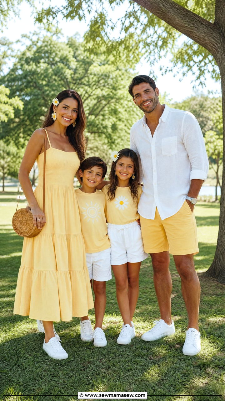 Yellow and White Matching Family Outfits - 30 Matching summer family outfits