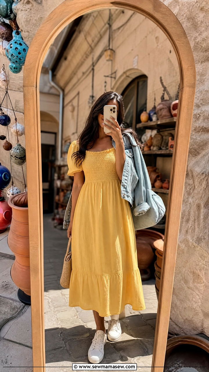 Yellow sundress with white sneakers Cappadocia outfit - 25 Cappadocia outfit ideas