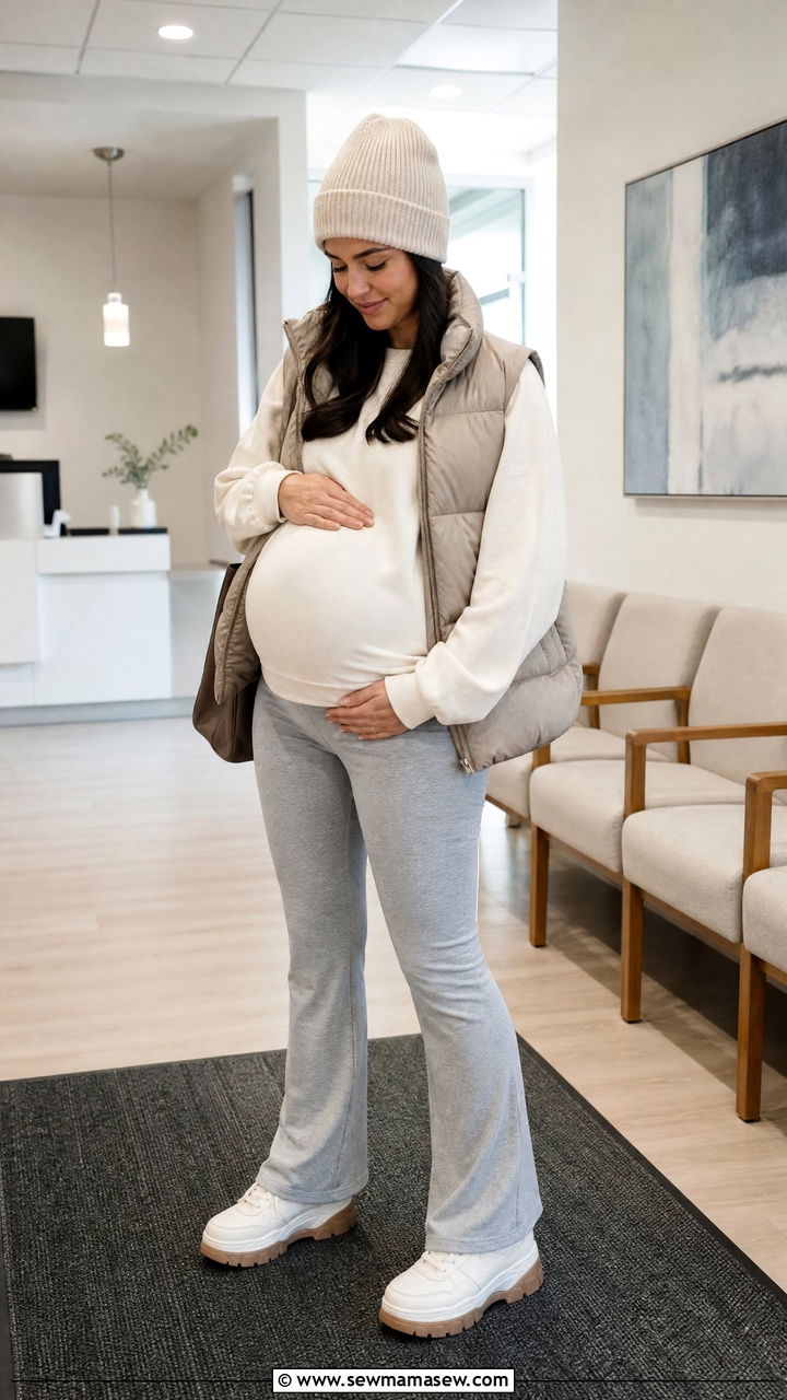 Yoga Pants and Sweatshirt Outfit - 25 Maternity outfit ideas for doctor appointment