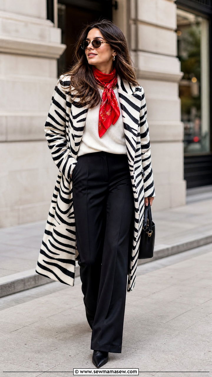 Zebra Print Coat with Neutral Base Outfit - 35 maximalist outfits