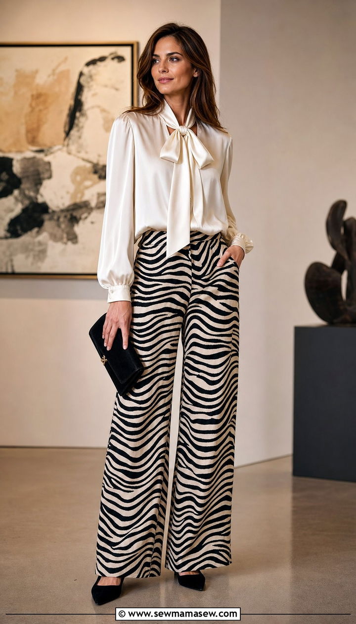 Zebra wide leg trousers outfit - 35 Animal print outfit ideas 2026