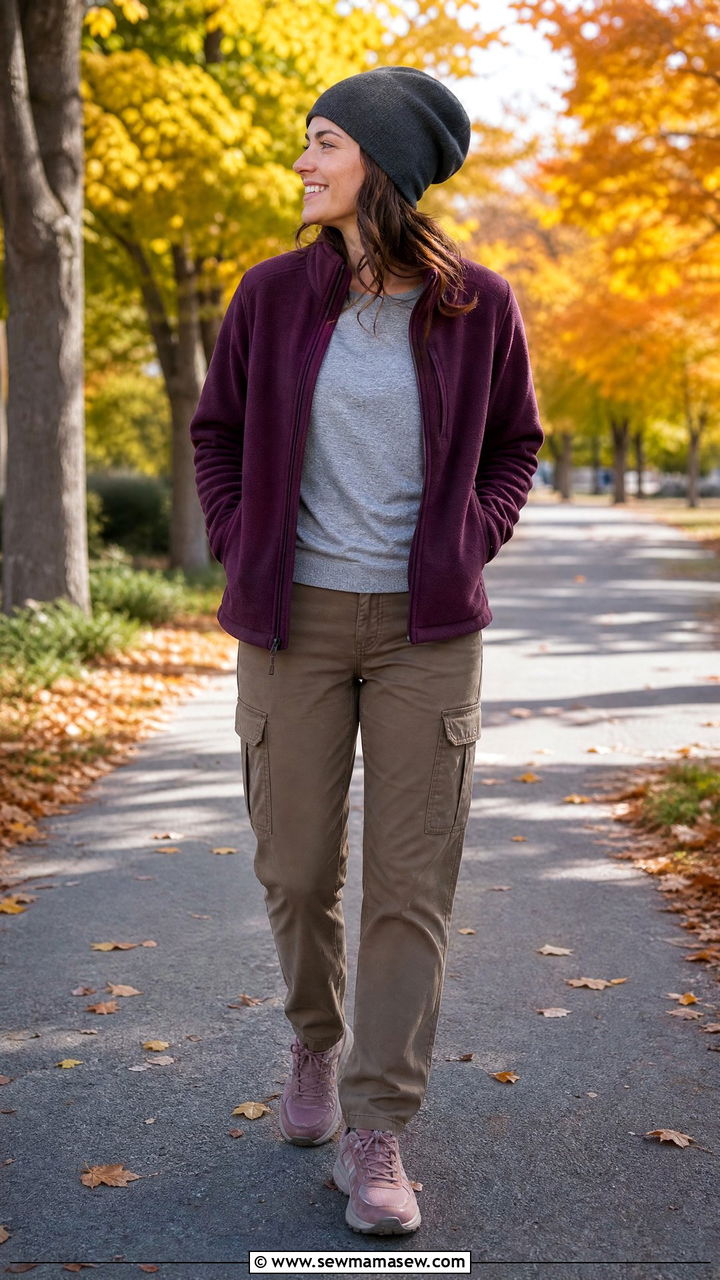 Zip Up Fleece and Straight Leg Cargos Outfit - 25 Gorpcore outfit ideas 2026