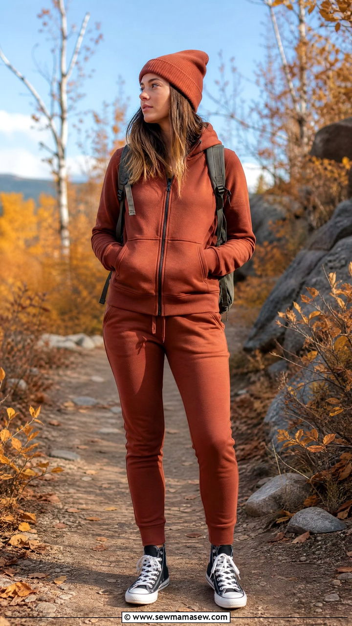 Zip Up Hoodie And Jogger Co Ord Set With High Top Sneakers - 25 Loungewear co-ord set outfit ideas
