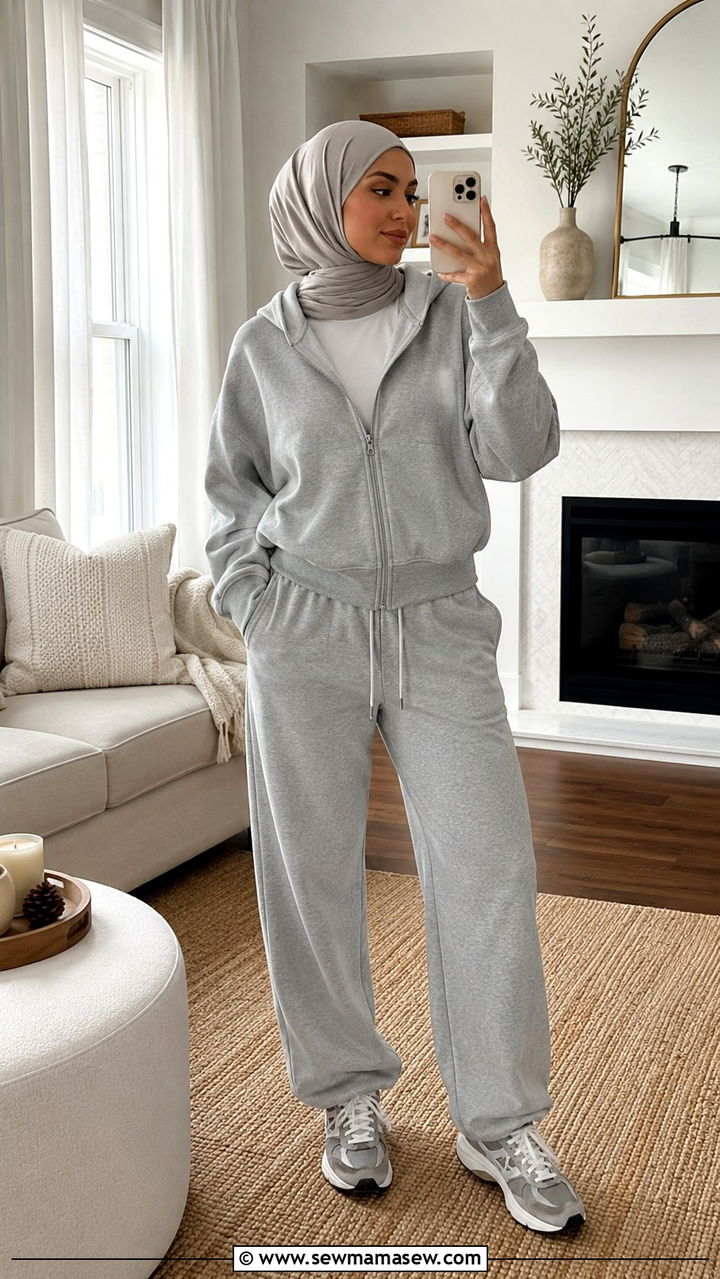 Zip Up Hoodie And Joggers Set - 25 Modest loungewear outfit ideas