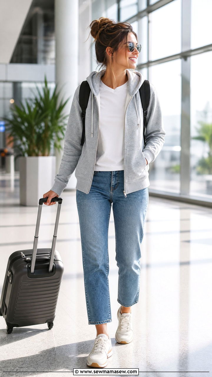Zip Up Hoodie Layered Over a Tee - 35 How to style a hoodie