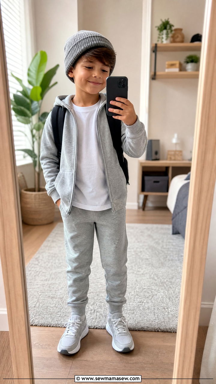 Zip Up Hoodie with Sweatpants - 25 First day of kindergarten outfit ideas