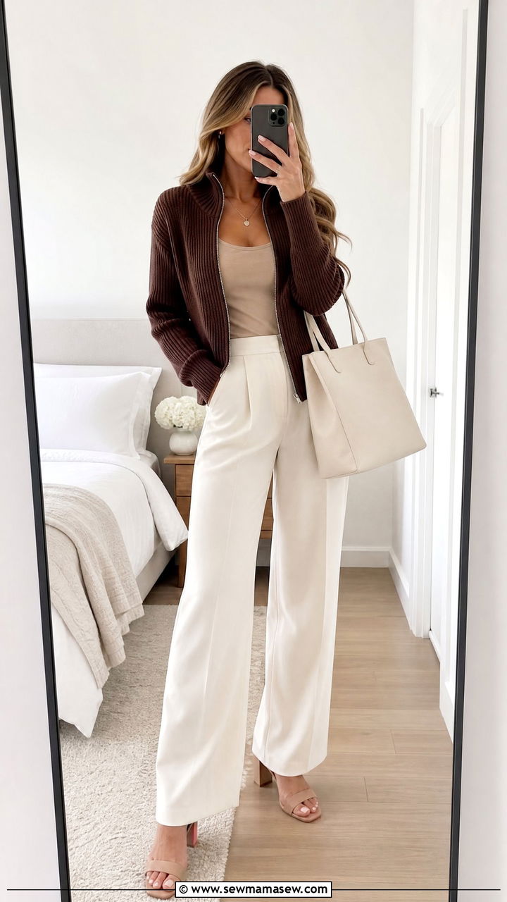 Zip up funnel neck cardigan outfit - 25 Funnel neck outfit ideas 2026