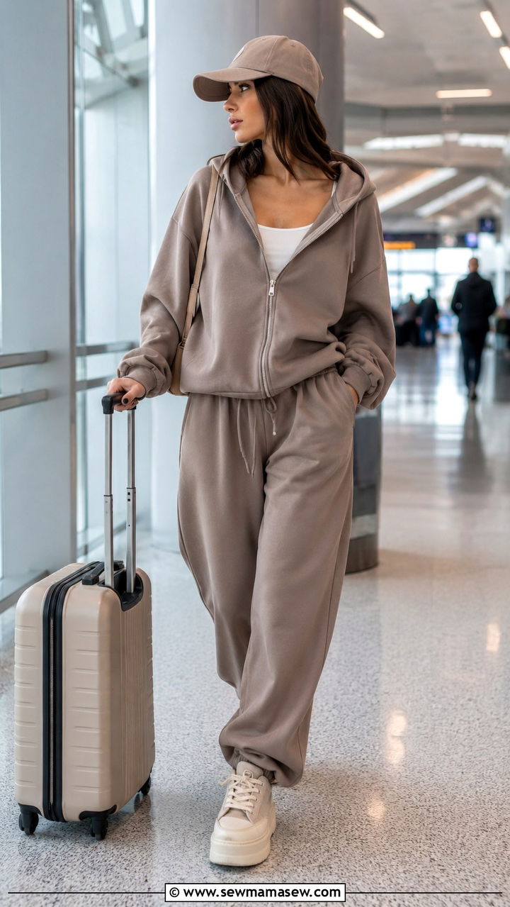 Zip up hoodie with matching sweatpants and platform sneakers - 30 Hoodie outfit ideas for women 2026
