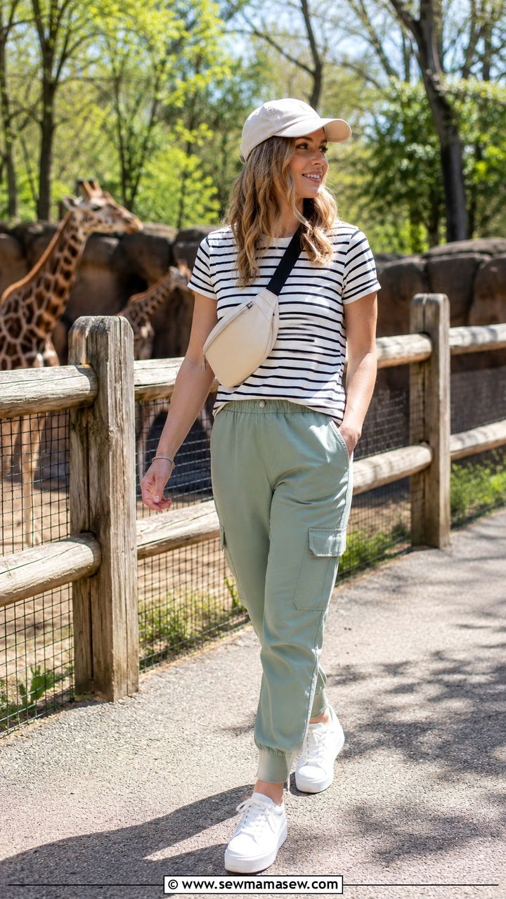 Zoo Visit Outfit With Cargo Joggers - 20 spring recreation dressing outfit ideas
