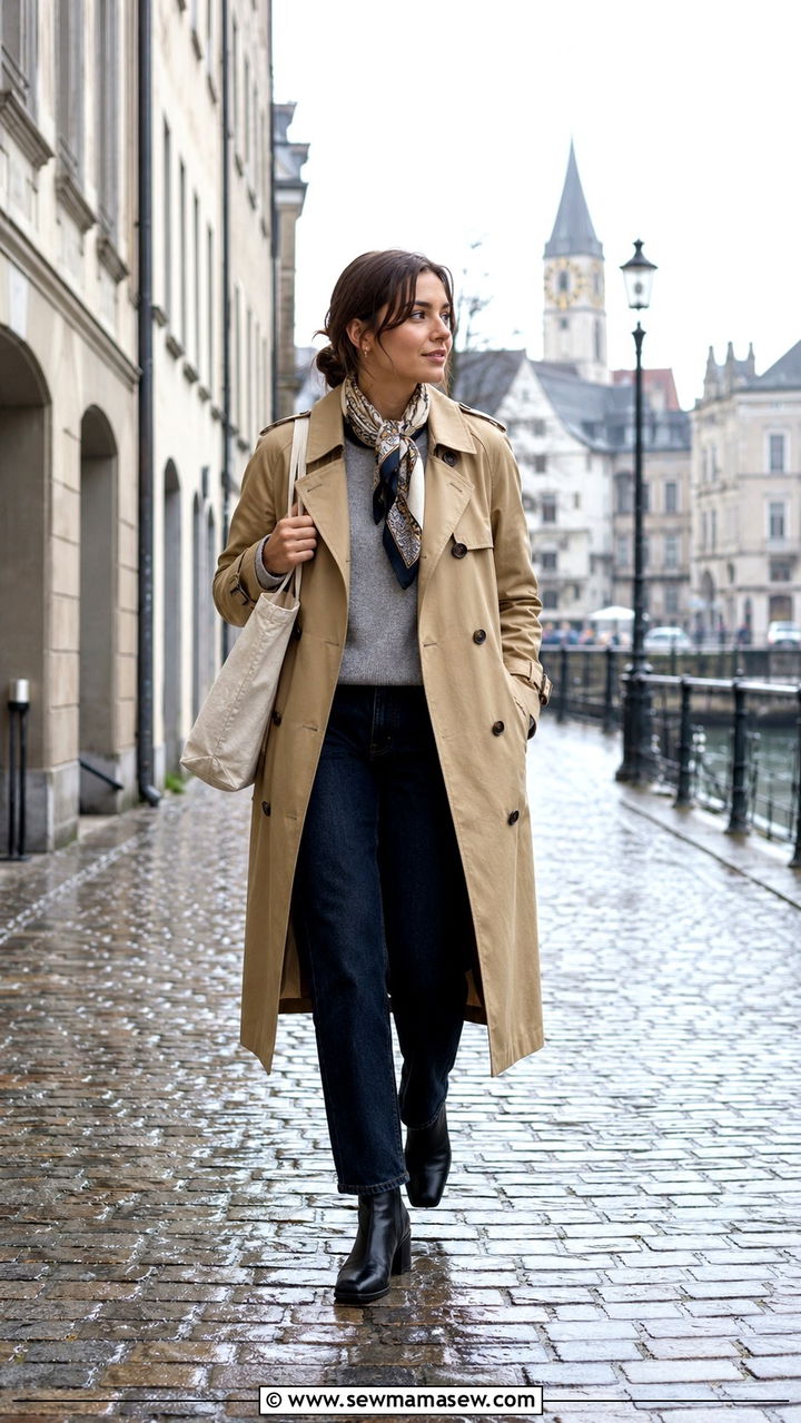 Zurich Classic Trench Coat With Straight Leg Jeans And Leather Boots Outfit - 25 Zurich outfit ideas