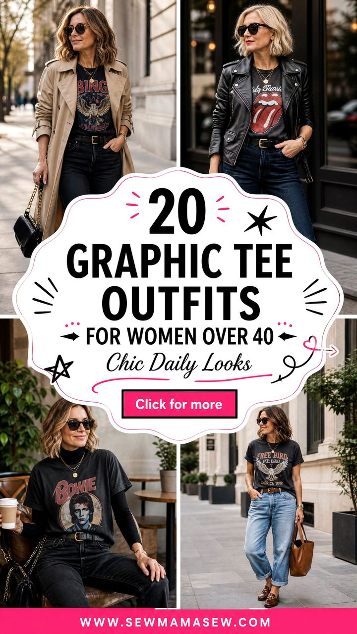 20 Graphic Tee Outfits For Women Over 40 Chic Daily Looks - 20 Graphic Tee Outfits For Women Over 40: Chic Daily Looks