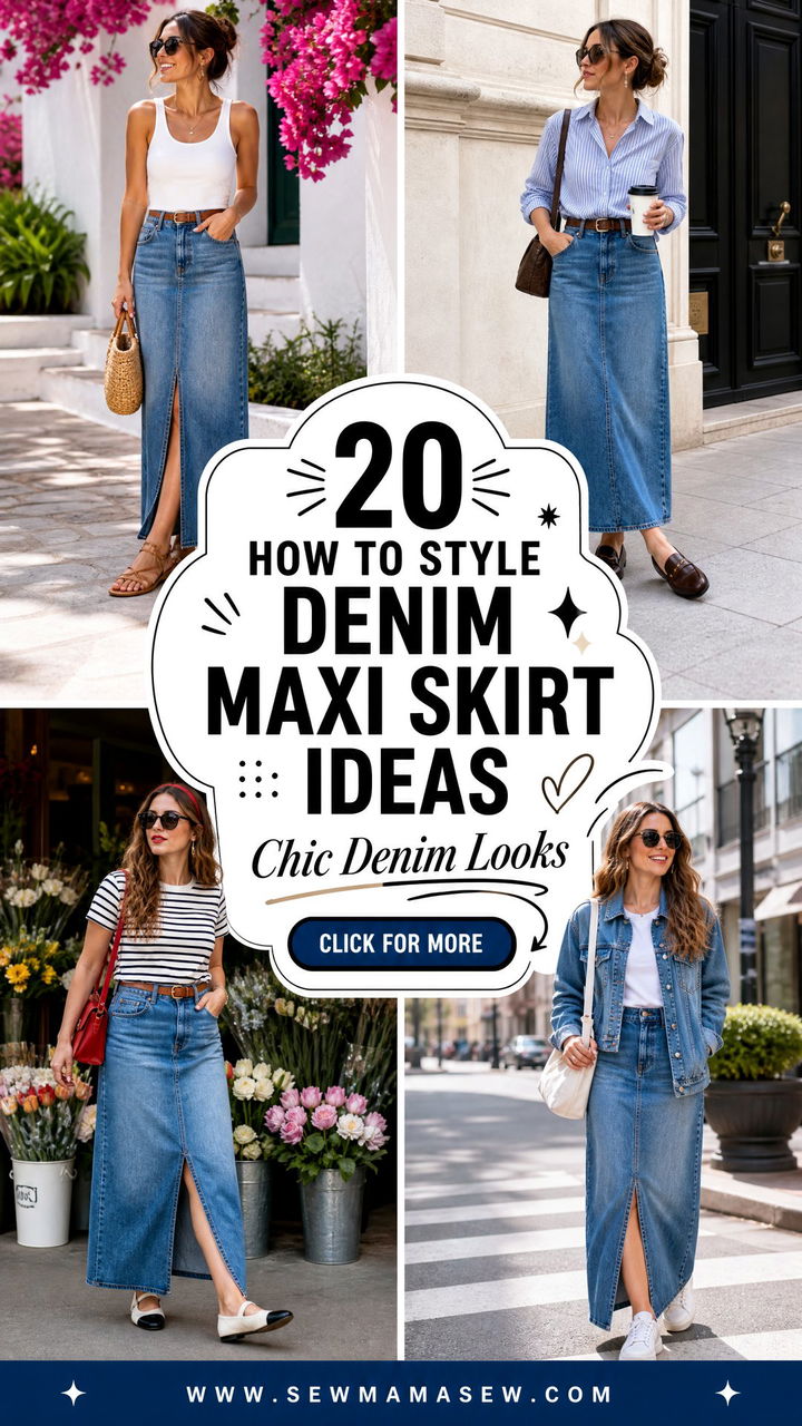 20 How to Style Denim Maxi Skirt Ideas for Chic Looks - 20 How to Style Denim Maxi Skirt Ideas for Chic Looks