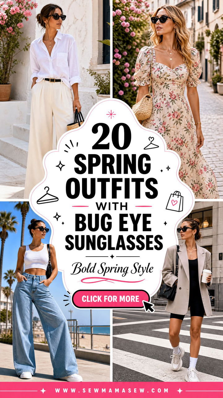 20 Spring Outfits With Bug Eye Sunglasses for Bold Style - 20 Spring Outfits With Bug Eye Sunglasses for Bold Style