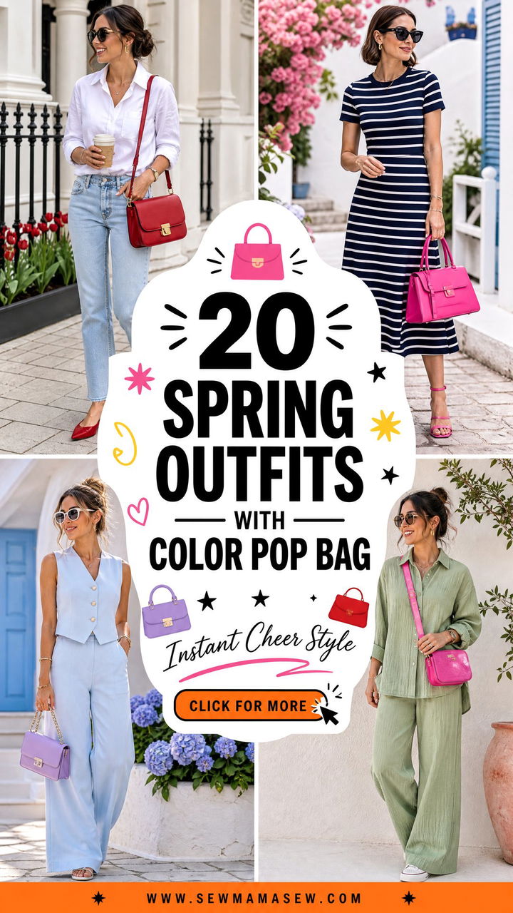 20 Spring Outfits With Color Pop Bag for Instant Cheer - 20 Spring Outfits With Color Pop Bag for Instant Cheer