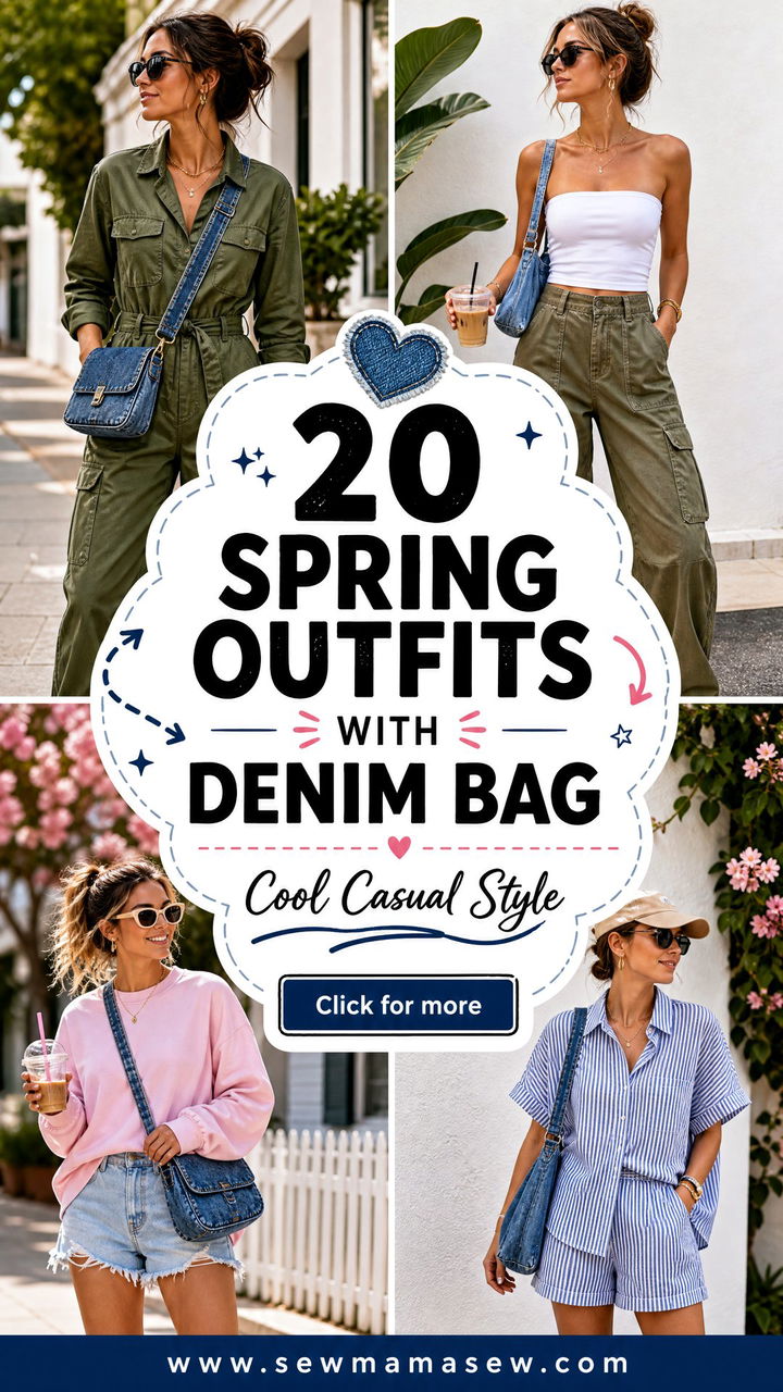 20 Spring Outfits With Denim Bag for Cool Casual Style - 20 Spring Outfits With Denim Bag for Cool Casual Style