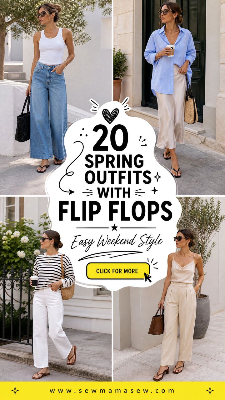 20 Spring Outfits With Flip Flops For Easy Weekend Style - 20 Spring Outfits With Flip Flops For Easy Weekend Style