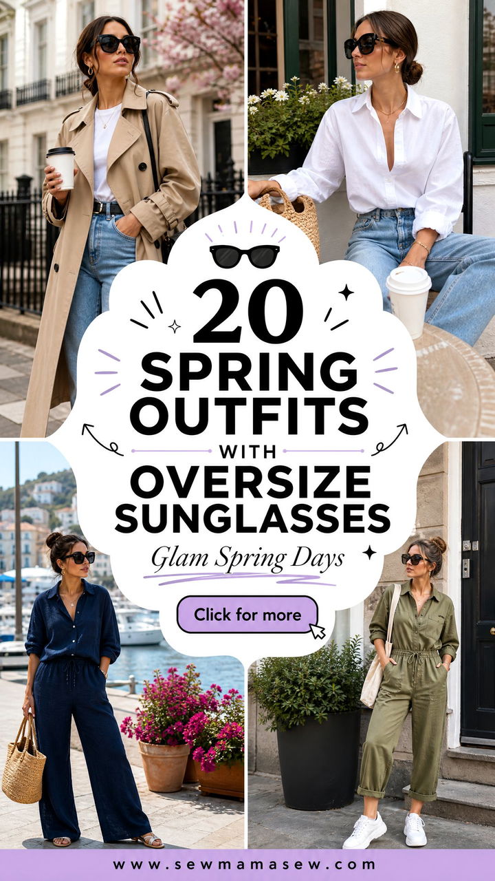 20 Spring Outfits With Oversize Sunglasses for Glam Days - 20 Spring Outfits With Oversize Sunglasses for Glam Days