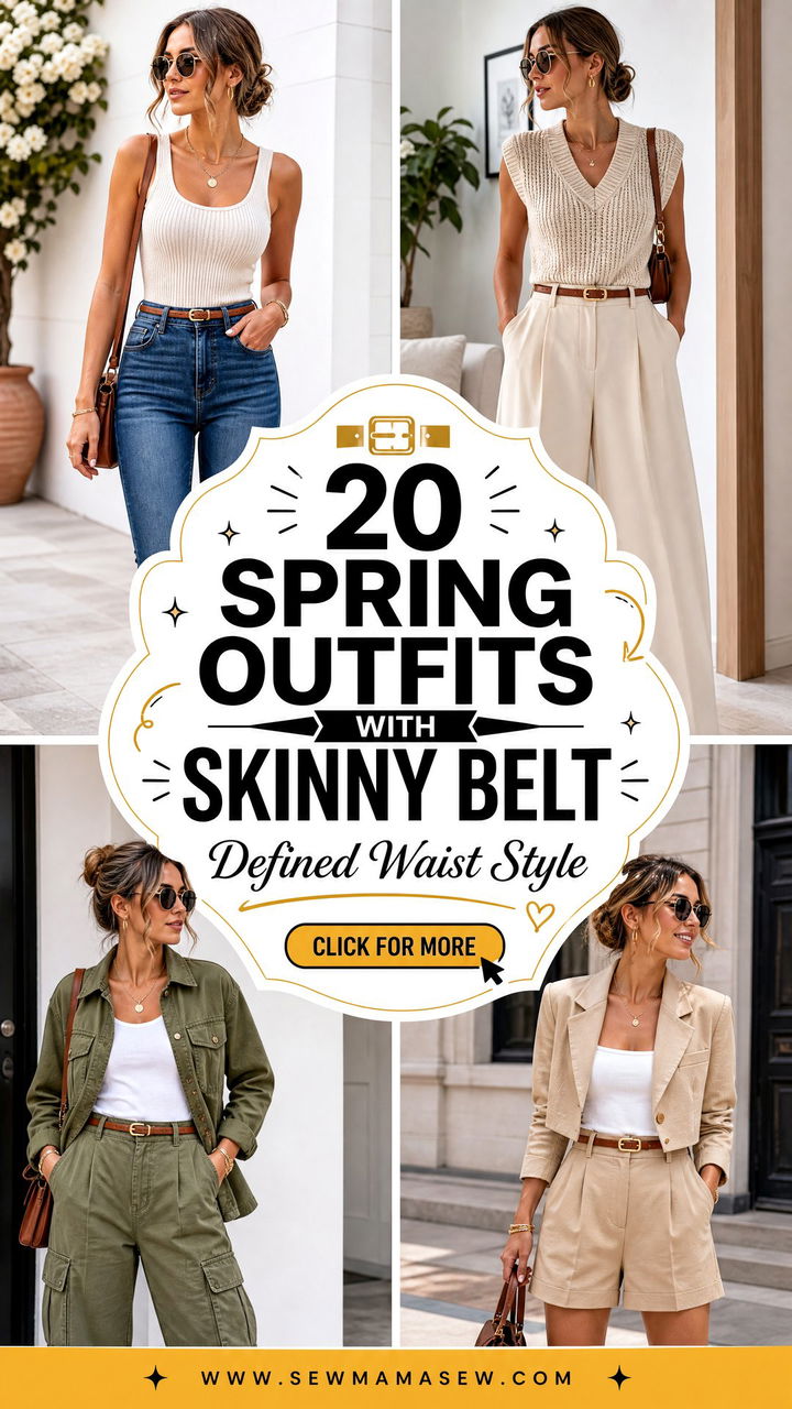 20 Spring Outfits With Skinny Belt for a Defined Waist - 20 Spring Outfits With Skinny Belt for a Defined Waist