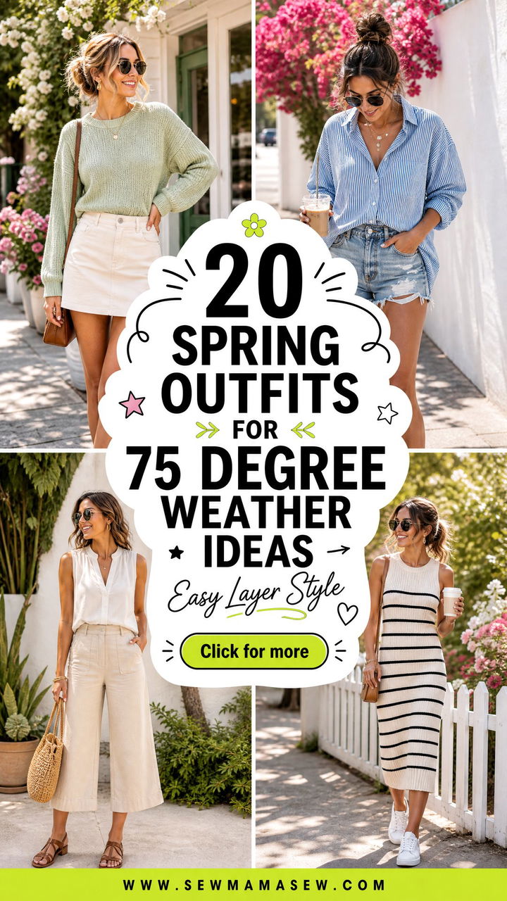 20 Spring outfits for 75 degree weather for Easy Layers - 20 Spring outfits for 75 degree weather for Easy Layers