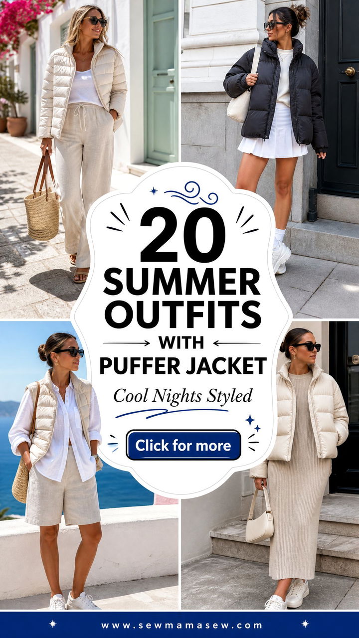 20 Summer Outfits With Puffer Jacket for Cool Nights - 20 Summer Outfits With Puffer Jacket for Cool Nights