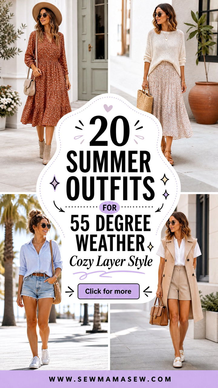 20 Summer Outfits for 55 Degree Weather With Cozy Layers - 20 Summer Outfits for 55 Degree Weather With Cozy Layers