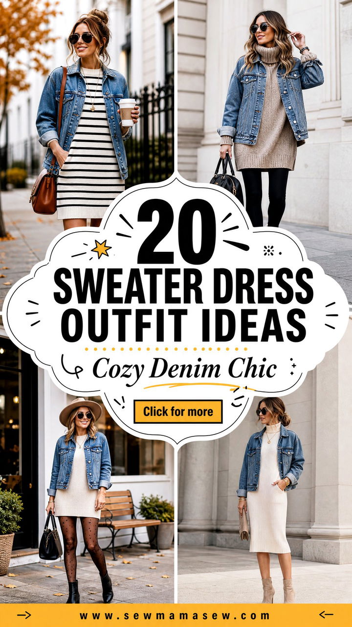 20 Sweater Dress Outfit Ideas With a Denim Jacket Cozy Chic - 20 Sweater Dress Outfit Ideas With a Denim Jacket: Cozy Chic