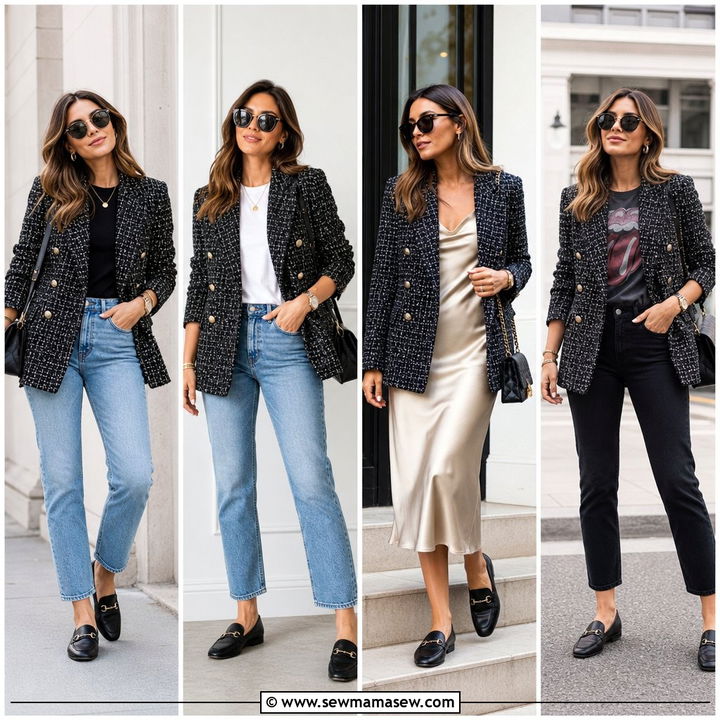 20 Tweed Blazer Outfit Ideas With Loafers: Smart Chic