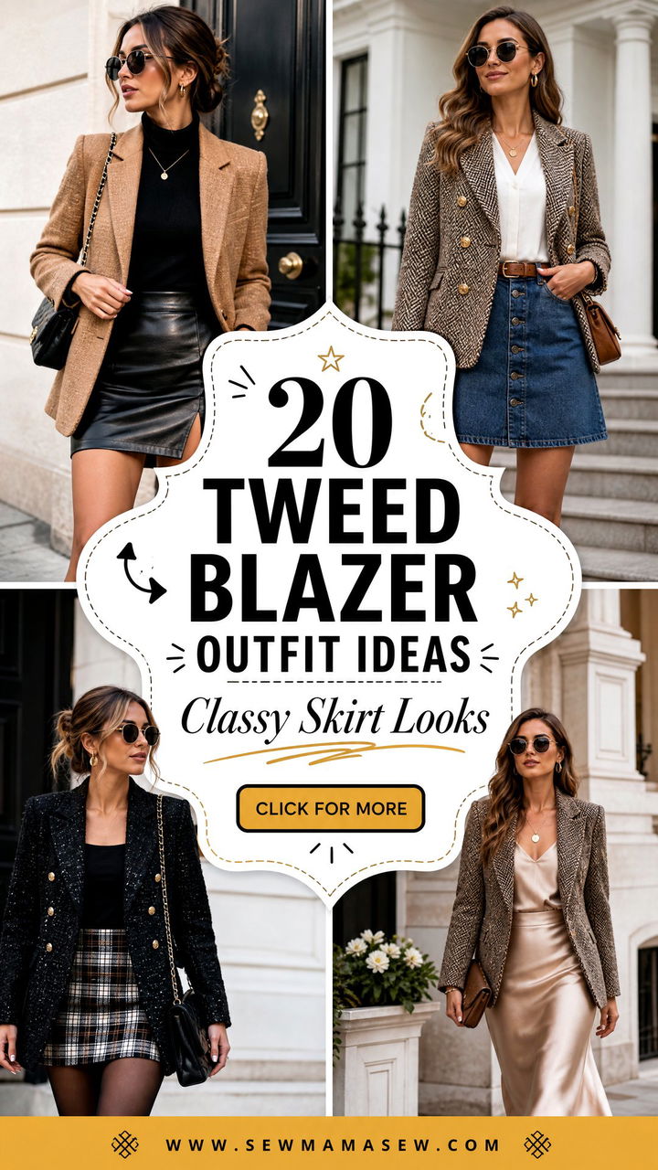 20 Tweed Blazer Outfit Ideas With a Skirt Classy Looks - 20 Tweed Blazer Outfit Ideas With a Skirt: Classy Looks