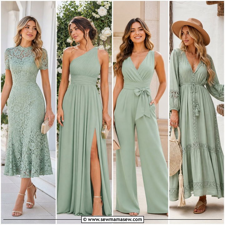 20 Wedding Guest Outfit Ideas Sage Green Dress For Garden Weddings