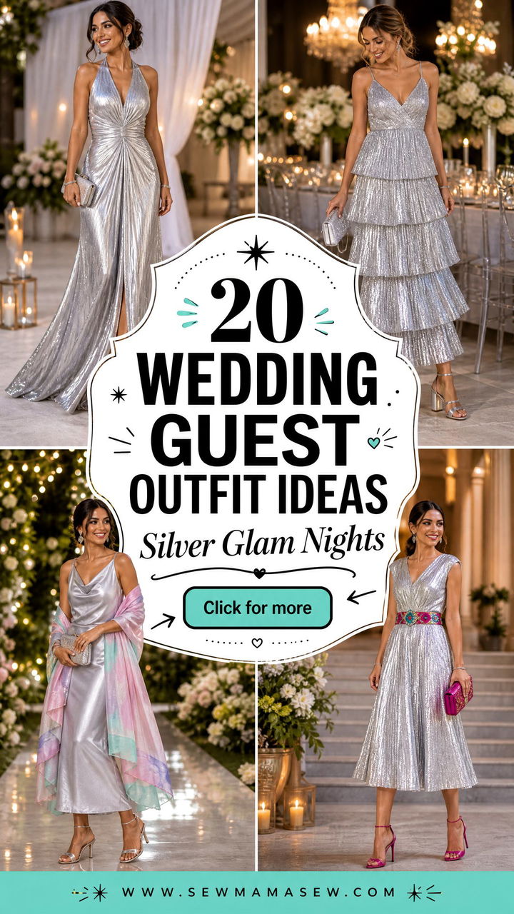 20 Wedding Guest Outfit Ideas Silver Dress For Glam Nights - 20 Wedding Guest Outfit Ideas Silver Dress For Glam Nights