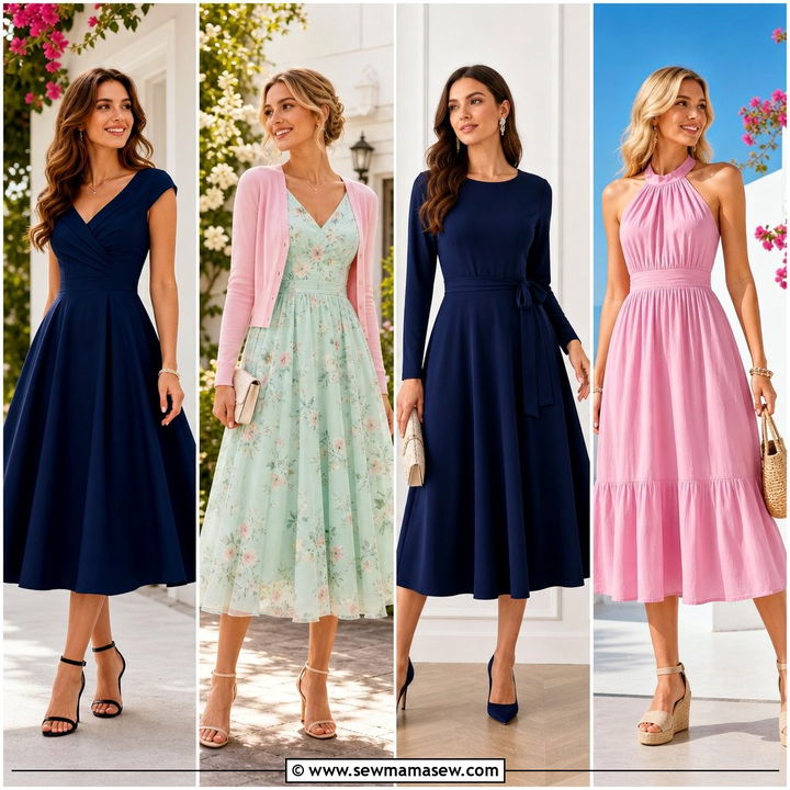 20 Wedding Guest Outfit Ideas Tea Length Dress For Vintage Charm