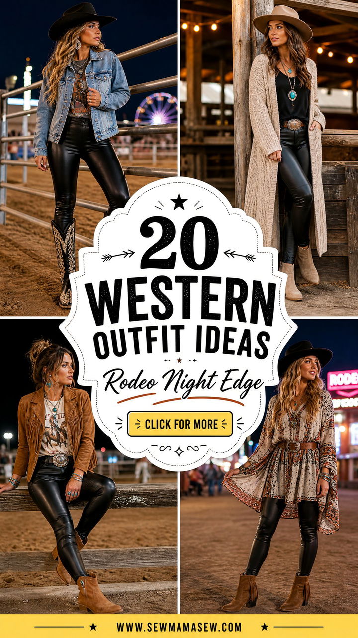 20 Western Outfit Ideas With Leather Leggings For Rodeo Nights - 20 Western Outfit Ideas With Leather Leggings For Rodeo Nights