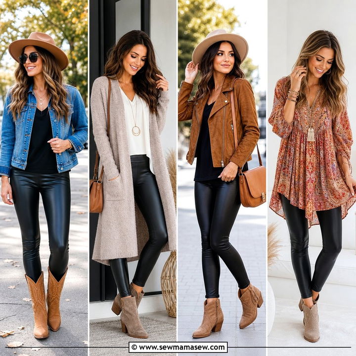 20 Western Outfit Ideas With Leather Leggings For Rodeo Nights