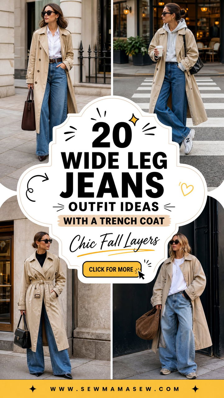 20 Wide Leg Jeans Outfit Ideas With a Trench Coat for Fall - 20 Wide Leg Jeans Outfit Ideas With a Trench Coat for Fall