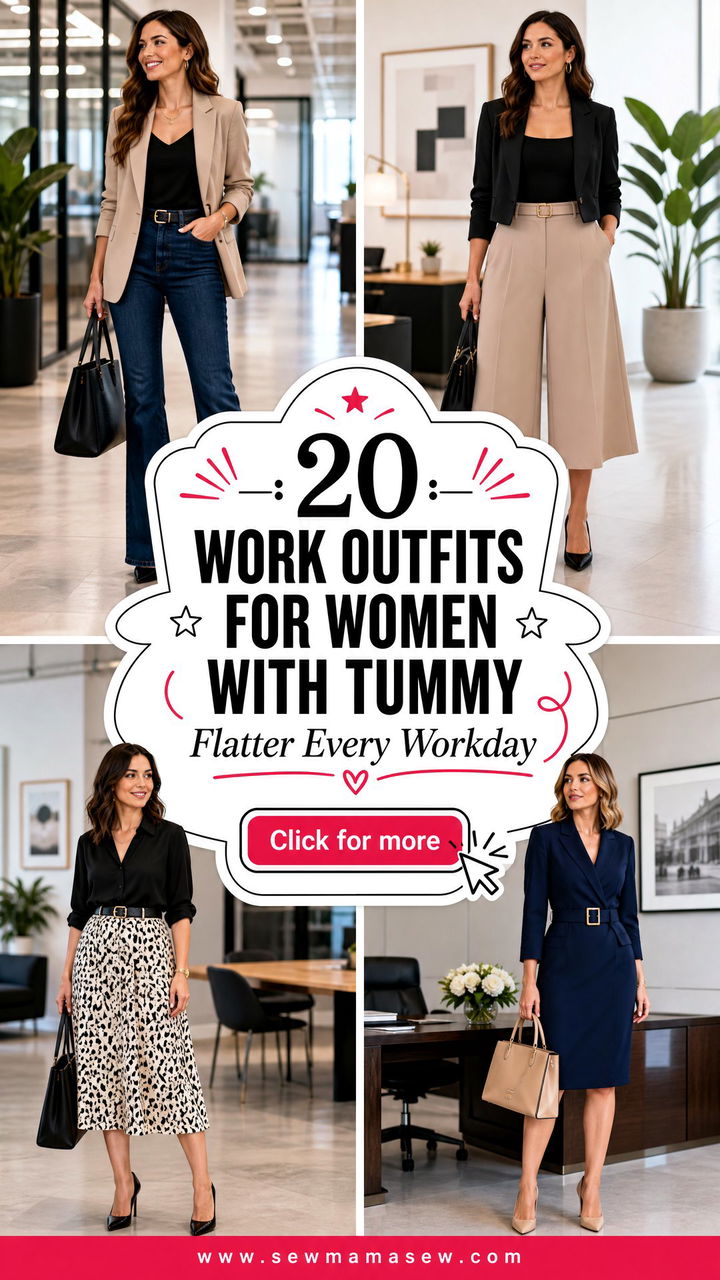 20 Work Outfits For Women With Tummy Flattering Office Looks - 20 Work Outfits For Women With Tummy: Flattering Office Looks