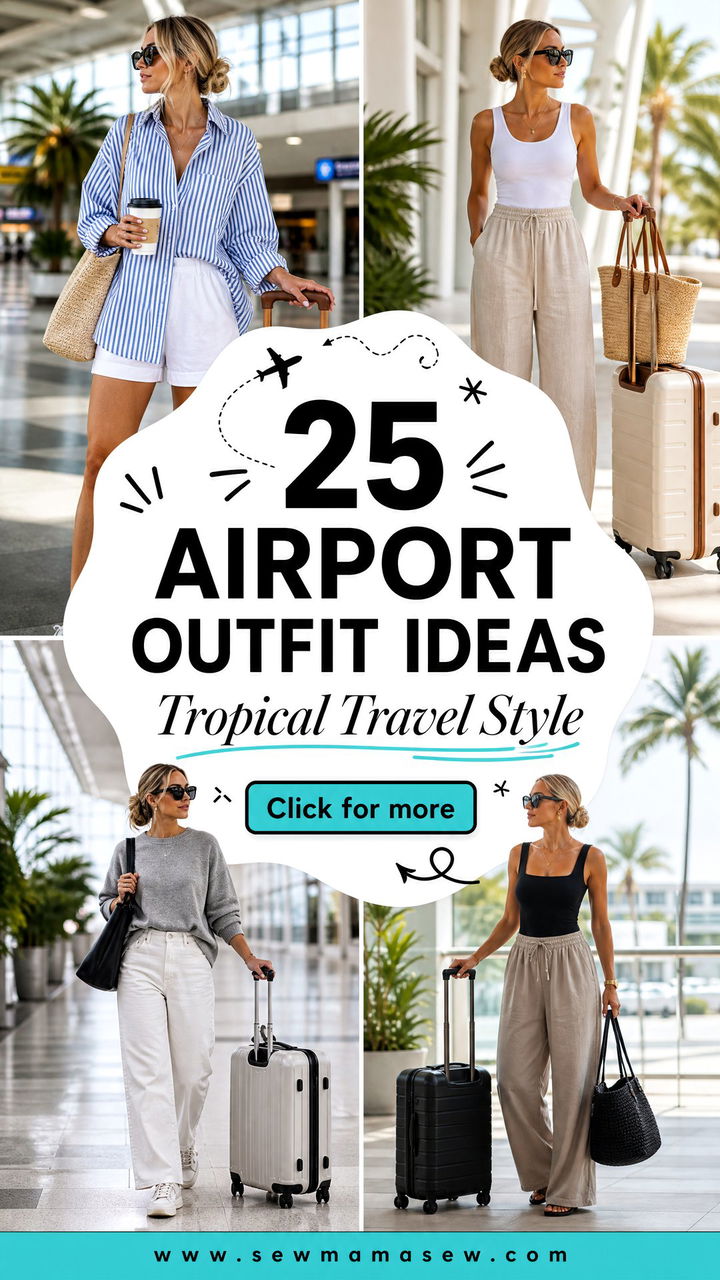 25 Airport Outfit Ideas For Tropical Destination Trips - 25 Airport Outfit Ideas For Tropical Destination Trips