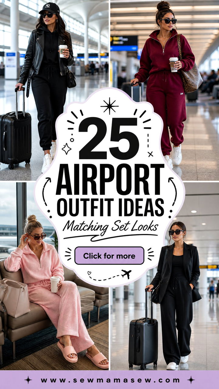25 Airport Outfit Ideas With Matching Set Looks - 25 Airport Outfit Ideas With Matching Set Looks