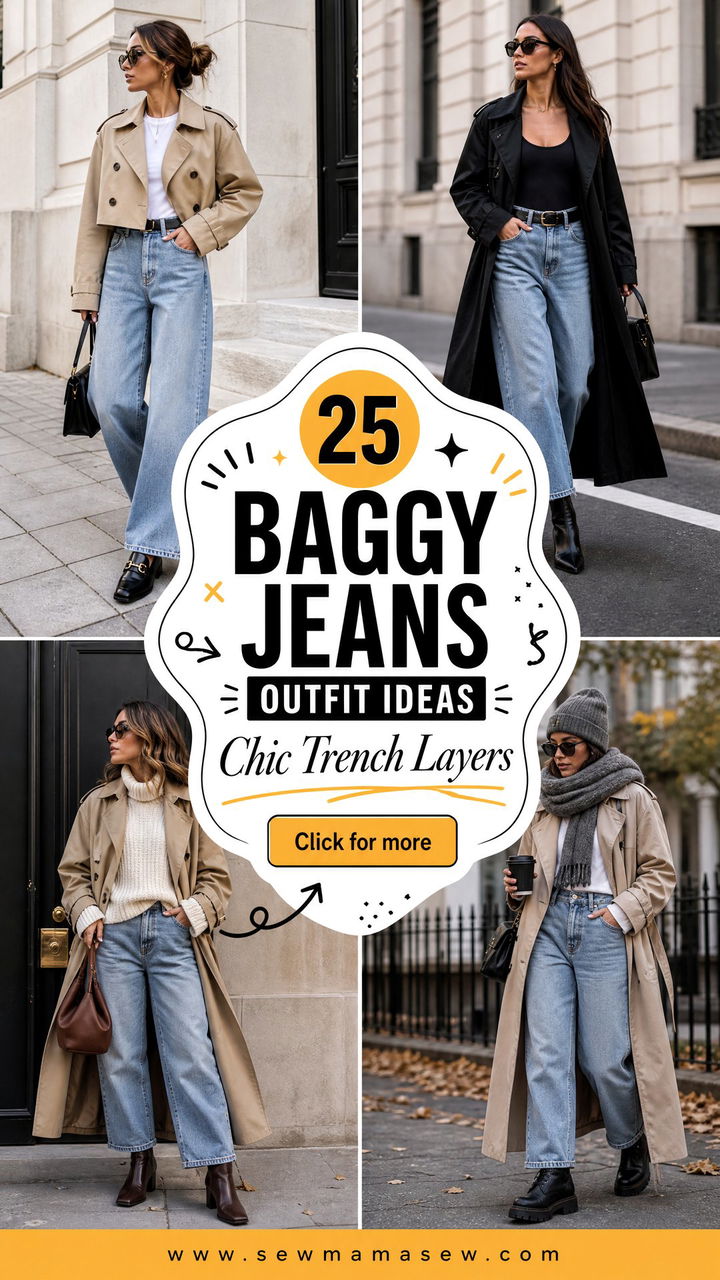 25 Baggy Jeans Outfit Ideas With A Trench Coat For Chic Layers - 25 Baggy Jeans Outfit Ideas With A Trench Coat For Chic Layers