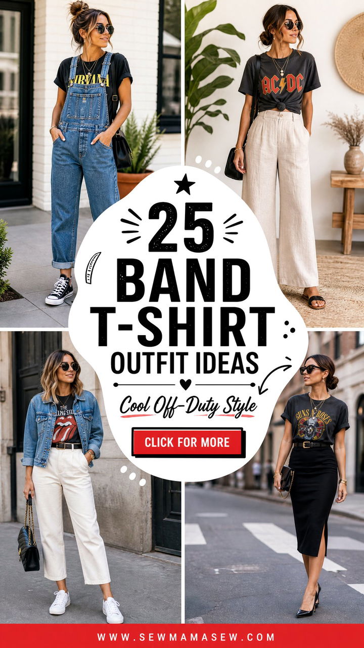 25 Band T-Shirt Outfit Ideas for Cool Off-Duty Style Now - 25 Band T-Shirt Outfit Ideas for Cool Off-Duty Style Now