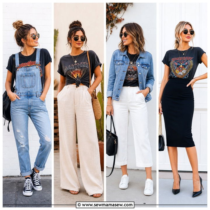 25 Band T-Shirt Outfit Ideas for Cool Off-Duty Style Now