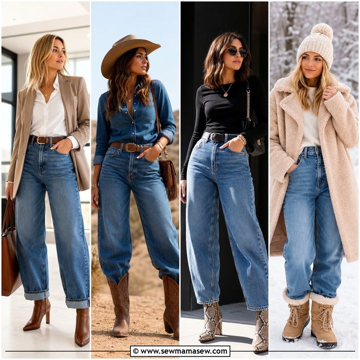 25 Barrel Jeans Outfit Ideas With Boots for Cool Fall Style