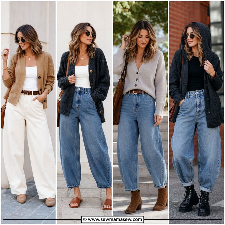 25 Barrel Jeans Outfit Ideas With a Cardigan for Cozy Chic